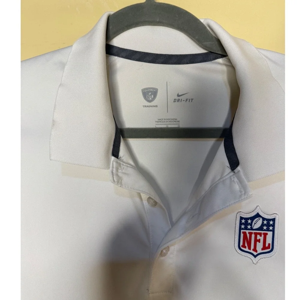 Nike NFL‎ Dri-FIT Training Polo Shirt Mens Large White Logo